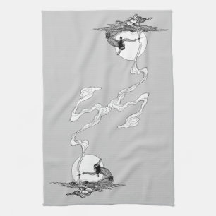 Indian in His Solitude by NC Wyeth Vintage Western Tea Towel