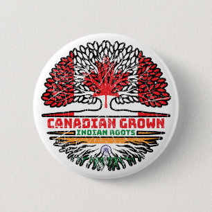 Indian India Canadian Canada Tree Roots Flag 6 Cm Round Badge