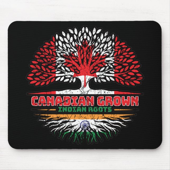 Indian India Canadian Canada Tree Roots Flag Mouse Mat (Front)