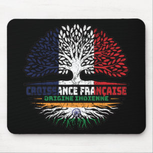 Indian India French France Tree Roots Flag Mouse Mat