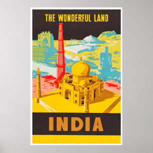 Indian India Travel Poster Vintage Tourism Art