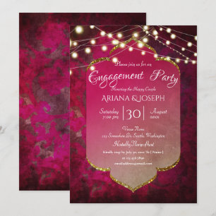 Indian Inspired Boho Damask in Deep Pink Invitation