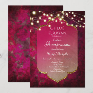 Indian Inspired Boho Damask in Deep Pink Invitation