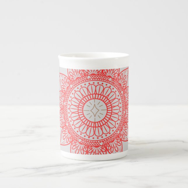 Indian-inspired design with mandalas bone china mug (Front)