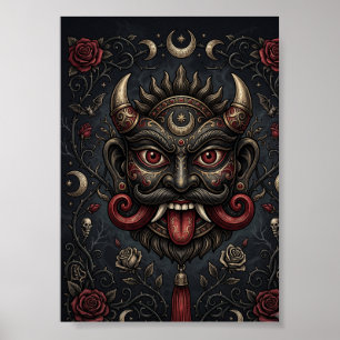 Indian Inspired Gothic Halloween Protective Mask Poster