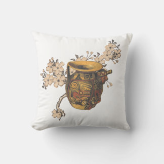 Indian Inspired Pottery Art with Floral Design Cushion