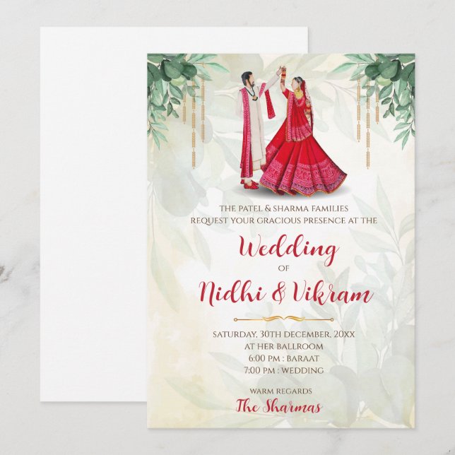 Indian invitations & Hindu wedding cards (Front/Back)