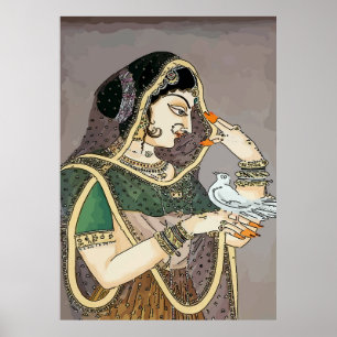 Indian Lady with Dove Poster