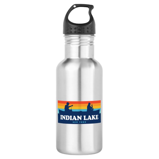Indian Lake New York Canoe 532 Ml Water Bottle (Front)