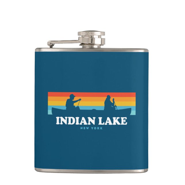 Indian Lake New York Canoe Hip Flask (Front)