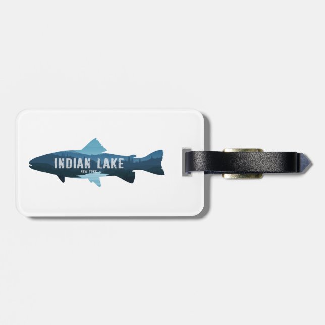 Indian Lake New York Fish Luggage Tag (Back Horizontal)