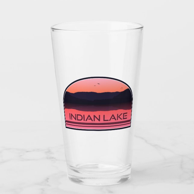 Indian Lake New York Red Sunrise Glass (Front)