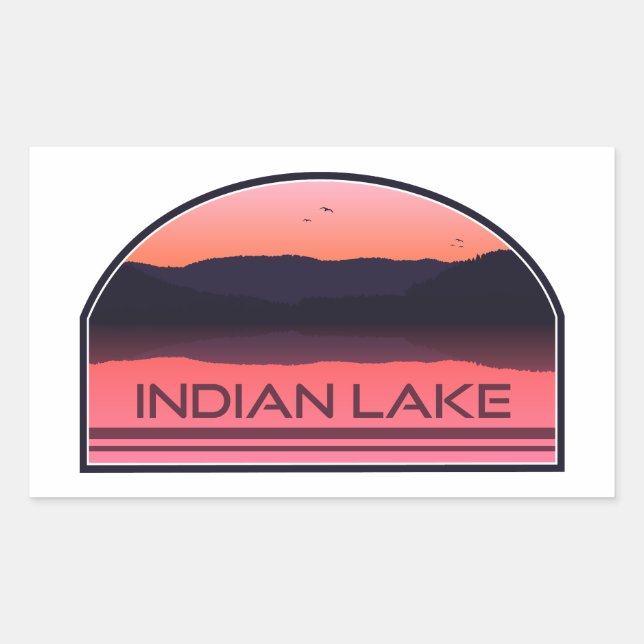 Indian Lake New York Red Sunrise Rectangular Sticker (Front)