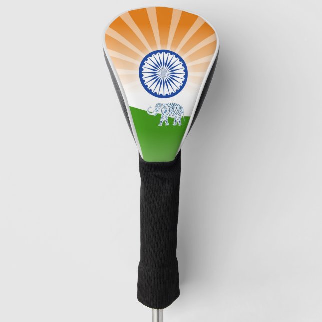 Indian "landscape" flag golf head cover (Front)