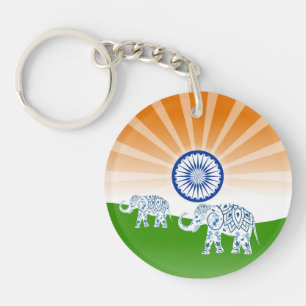 Indian "landscape" flag key ring