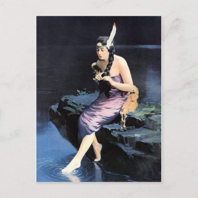 Indian Maidens 1920s Calendar Girls Postcard (Front)