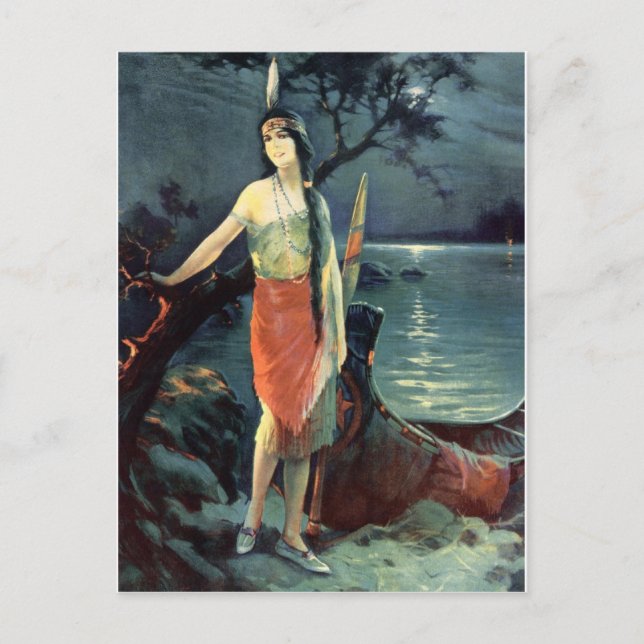 Indian Maidens 1920s Calendar Girls Postcard (Front)