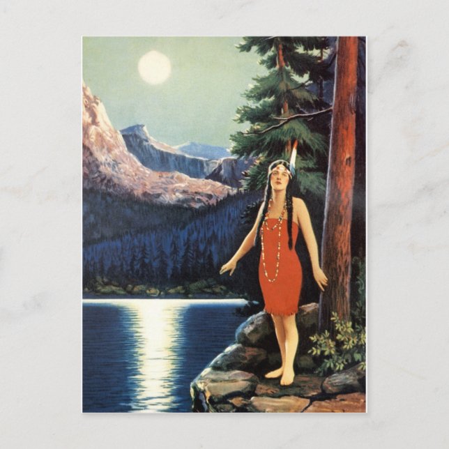 Indian Maidens 1920s Calendar Girls Postcard (Front)