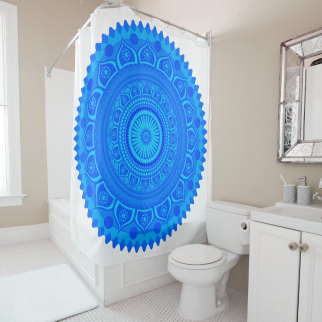 Indian mandala Blue Shower Curtain (In Situ)