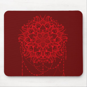 Indian Mandala burgundy art Mouse Mat