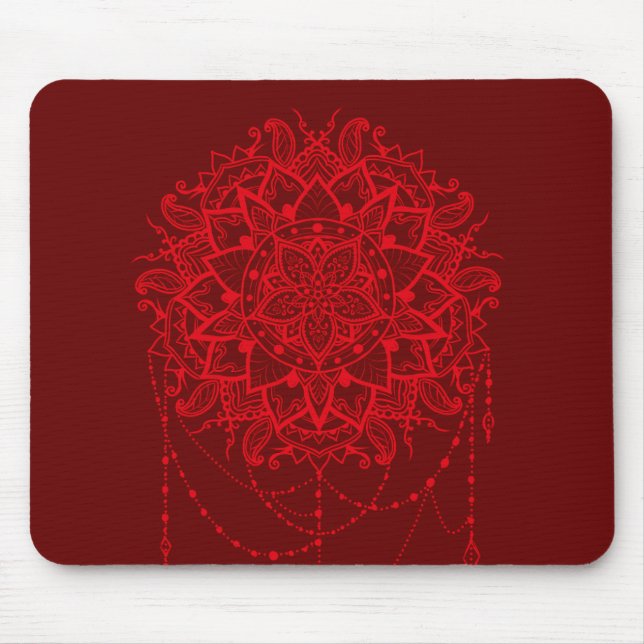Indian Mandala burgundy art Mouse Mat (Front)