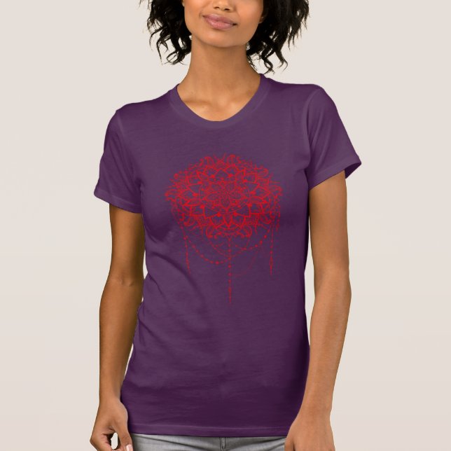 Indian Mandala burgundy art T-Shirt (Front)