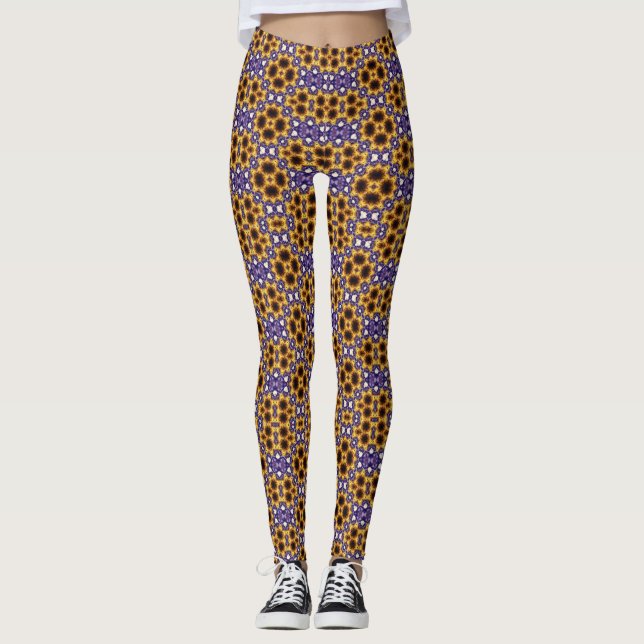 Indian Mandala Geometric Art Deco Seamless Pattern Leggings (Front)