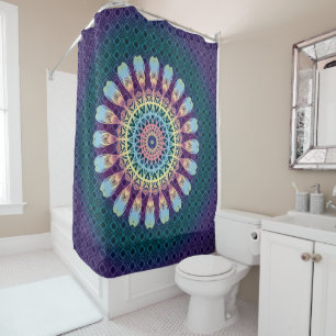 Indian Mandala Multicolor Hippy Boho Style Shower Curtain