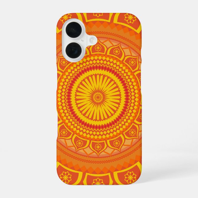 Indian mandala Orange iPhone 16 Case (Back)