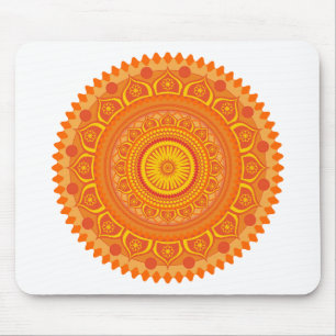 Indian mandala Orange Mouse Mat