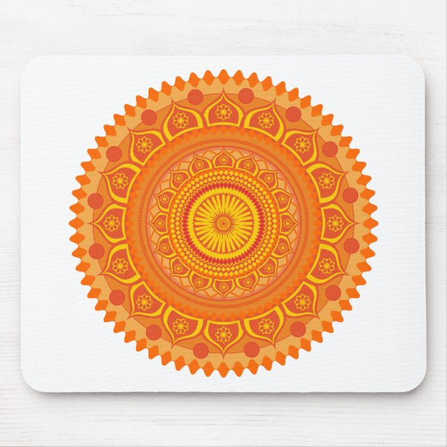 Indian mandala Orange Mouse Mat (Front)