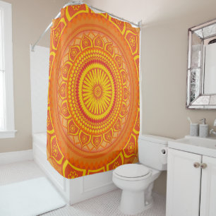 Indian mandala Orange Shower Curtain