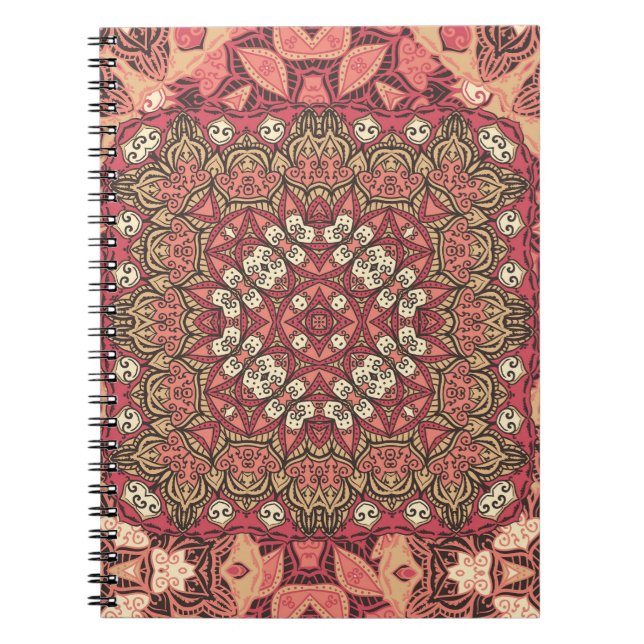 Indian medallion, boho ethnic ornament notebook (Front)