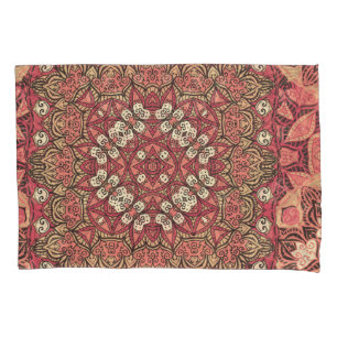 Indian medallion, boho ethnic ornament pillowcase