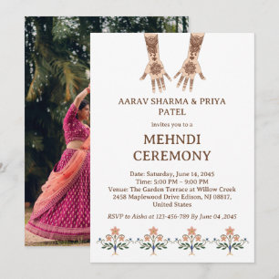 Indian Mehndi Ceremony Invitation with Photo