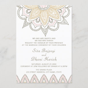 Indian Mehndi Hindu Elegant Sophisticated Wedding Invitation