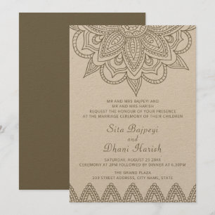 Indian Mehndi Hindu Elegant Stylish Green Wedding  Invitation