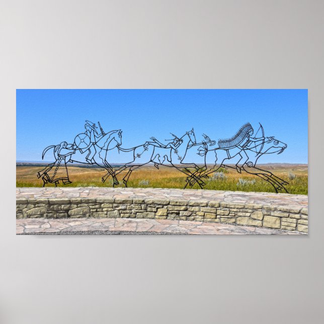 Indian Memorial Sculpture, Little Bighorn, Montana Poster (Front)