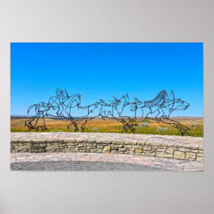 Indian Memorial Sculpture, Little Bighorn, Montana Poster