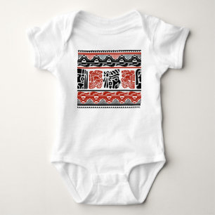 Indian motifs, black red, seamless pattern. baby bodysuit