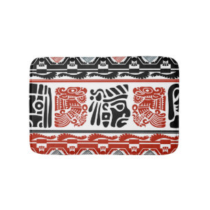 Indian motifs, black red, seamless pattern. bath mat