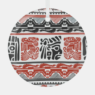Indian motifs, black red, seamless pattern. glass tree decoration
