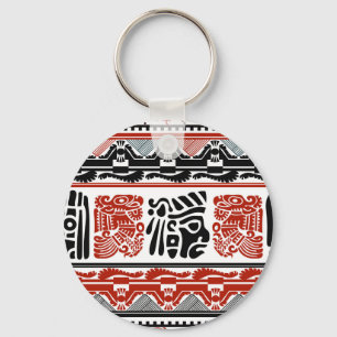 Indian motifs, black red, seamless pattern. key ring