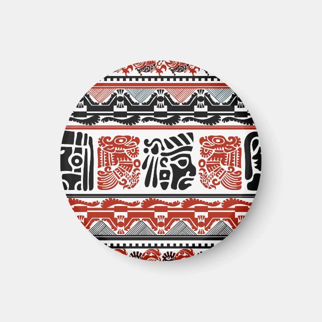 Indian motifs, black red, seamless pattern. magnet (Front)