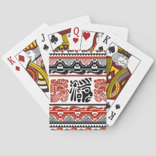 Indian motifs, black red, seamless pattern. playing cards