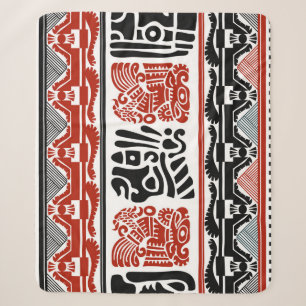 Indian motifs, black red, seamless pattern. sherpa blanket