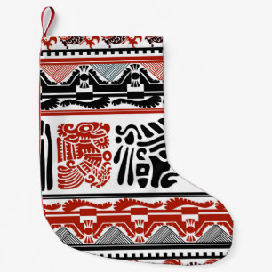 Indian motifs, black red, seamless pattern. small christmas stocking