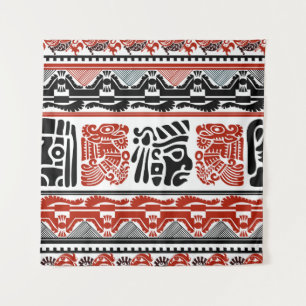 Indian motifs, black red, seamless pattern. tapestry