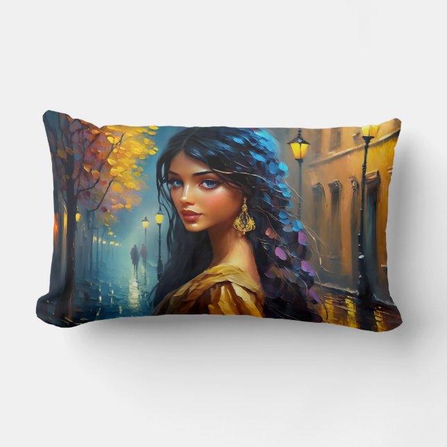 Indian Motives, Digital Modern, Colourfully Lumbar Cushion (Front)