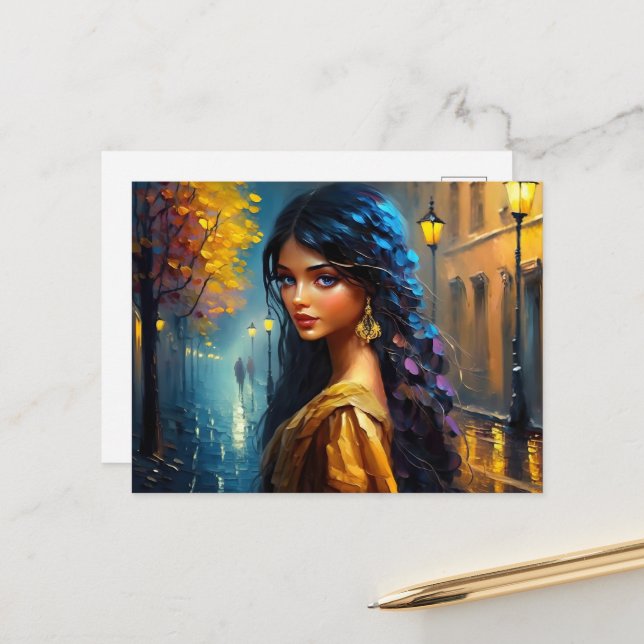 Indian Motives, Digital Modern, Colourfully Postcard (Front/Back In Situ)